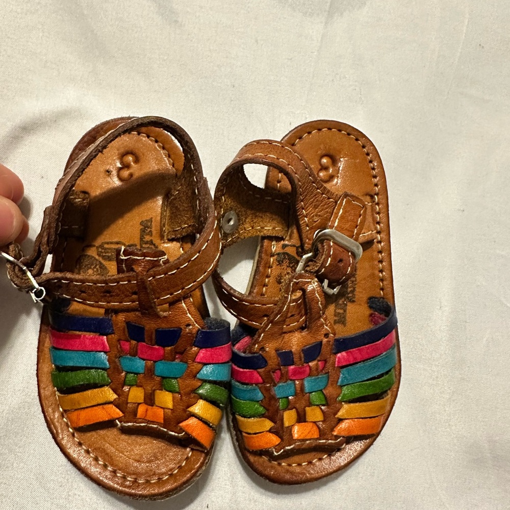 MEXICANA Brown and Red Sandals Open-Toe Slip-On